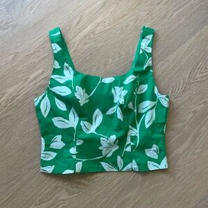 J.Crew green floral cropped tank, brand new w/tags, size 4!